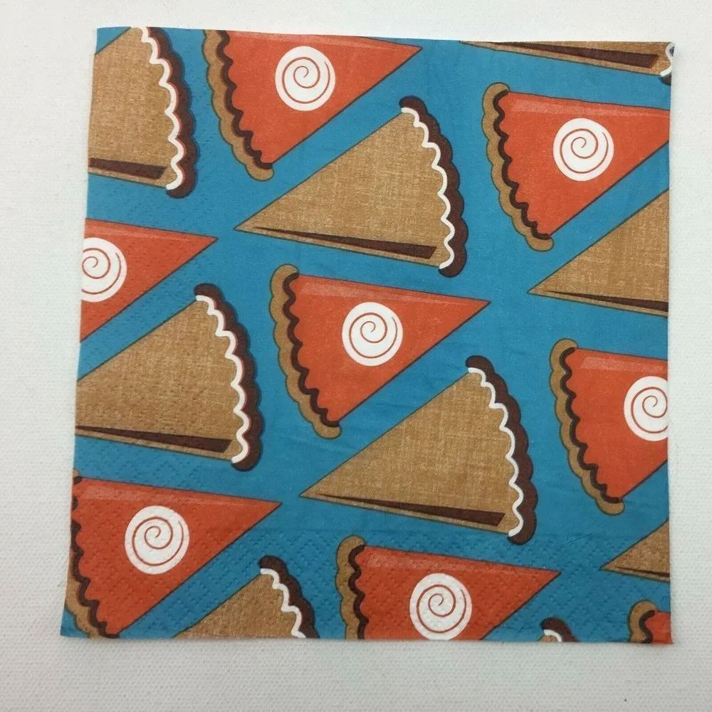 Party Paper Napkins Pumpkin Pie Thanksgiving Fall 12 Count 6.5 x 6.5